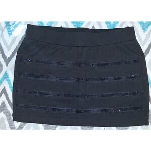 Black Mini Skirt with Sequin Stripe Detail ---Its Sparkle Time!!